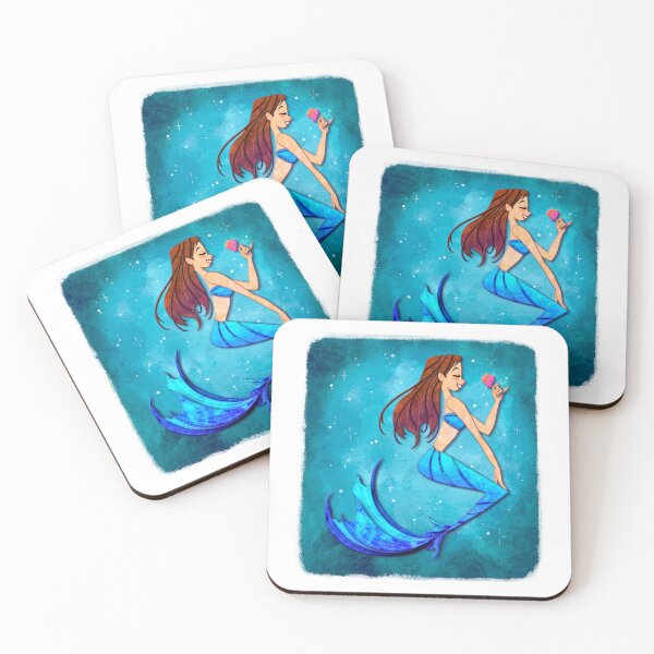 Item preview, Blue Layered Paper Style Mermaid, cute, beautiful, dark blue, pink, sea, seashell, ocean, beach, pretty, illustration, art, paper cut designed and sold by Brittany Barry Art.