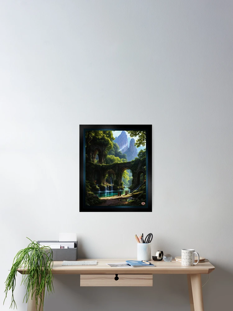 Ancient Forest Sanctuary With Majestic Stone Arches Over Pristine Waters AI Concept Art by Xzendor7 | A Beautiful Landscape 2 Ancient Forest Sanctuary With Majestic Stone Arches Over Pristine Waters Serene AI Concept Art by Xzendor7 Wall Decor Poster Art Print