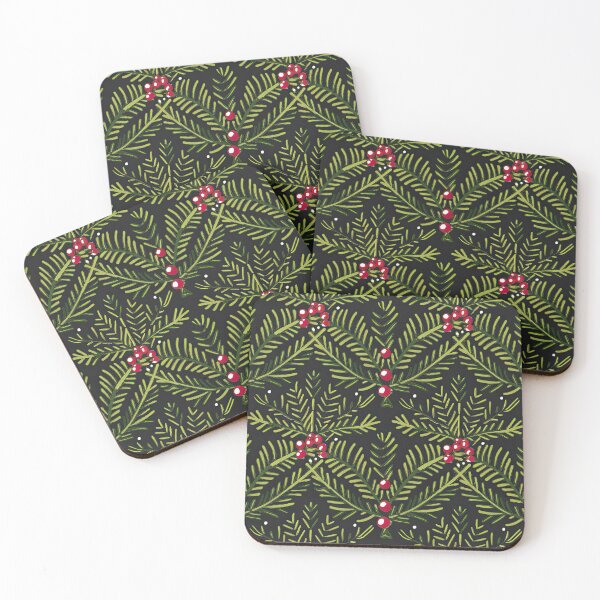 Item preview, Christmas fir tree and berries pattern designed and sold by Angry Swan Designs.