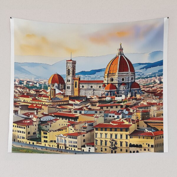Item preview, Elegant Watercolor: Florence's Duomo and Sunset Reflections designed and sold by ArteeInnovation.