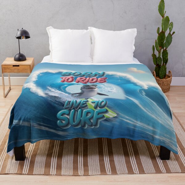 Item preview, Born to Ride, Live to Surf - Surfing Dolphin Design designed and sold by AleksKos.