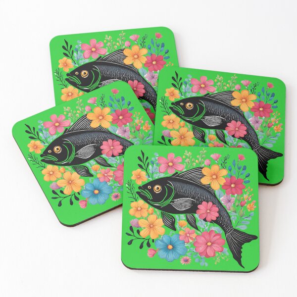 Item preview, Blach fish and flowers designed and sold by Vilemo.