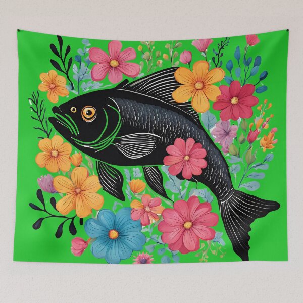 Item preview, Blach fish and flowers designed and sold by Vilemo.