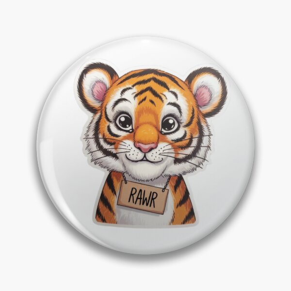 Item preview, Adorable and Playful Cartoon Tiger Sticker with "Rawr" Text for Animal Lovers and Fun Designs designed and sold by Bohospiritart.