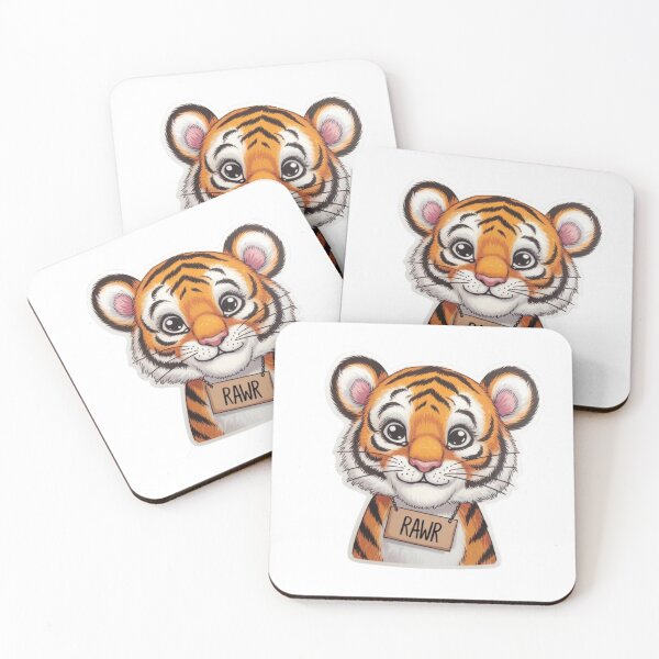 Item preview, Adorable and Playful Cartoon Tiger Sticker with "Rawr" Text for Animal Lovers and Fun Designs designed and sold by Bohospiritart.