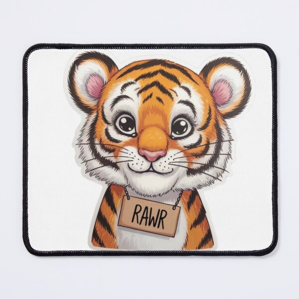 Item preview, Adorable and Playful Cartoon Tiger Sticker with "Rawr" Text for Animal Lovers and Fun Designs designed and sold by Bohospiritart.