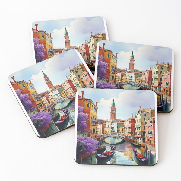 Item preview, Romantic Watercolor: Venice Gondolas and Rialto Bridge designed and sold by ArteeInnovation.