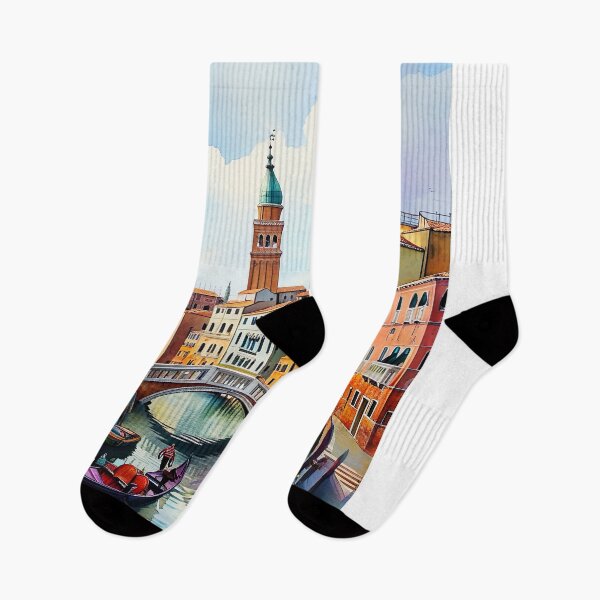Item preview, Romantic Watercolor: Venice Gondolas and Rialto Bridge designed and sold by ArteeInnovation.
