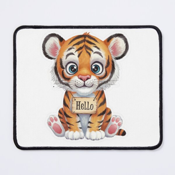 Item preview, Adorable and Playful Cartoon Tiger Sticker with "Hello" Text for Animal Lovers and Whimsical Designs designed and sold by Bohospiritart.