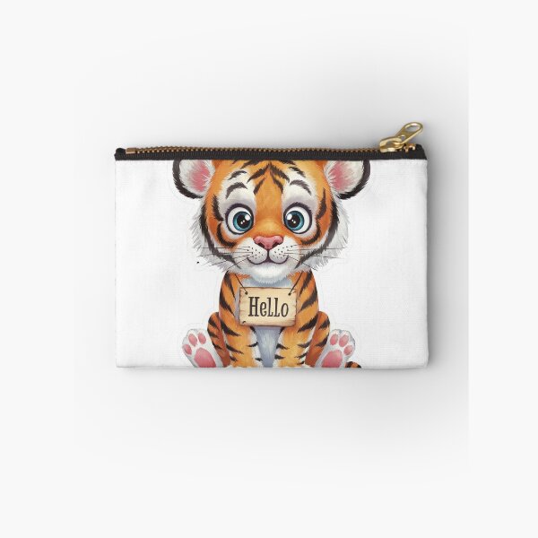 Item preview, Adorable and Playful Cartoon Tiger Sticker with "Hello" Text for Animal Lovers and Whimsical Designs designed and sold by Bohospiritart.