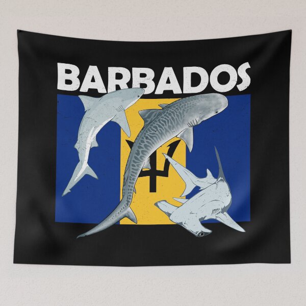 Item preview, Barbados tiger shark bull shark hammerhead shark designed and sold by NicGrayGraphic.