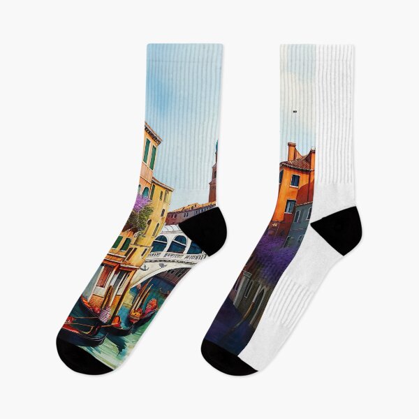 Item preview, Romantic Watercolor: Gondolas and Rialto Bridge in Venice designed and sold by ArteeInnovation.