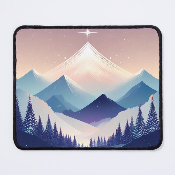 Item preview, Majestic Winter Mountain Scene with Radiant Star designed and sold by BareNature.