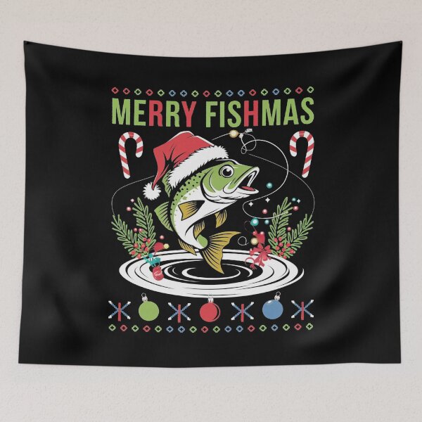 Item preview, Merry Fishmas Fishing Christmas designed and sold by DomTeesHaven.