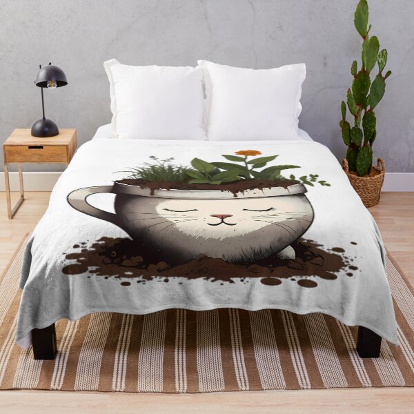 Item preview, Serene Cat Garden Cup Curious Kitty Flower Pot designed and sold by ART ATTACK ZONE.