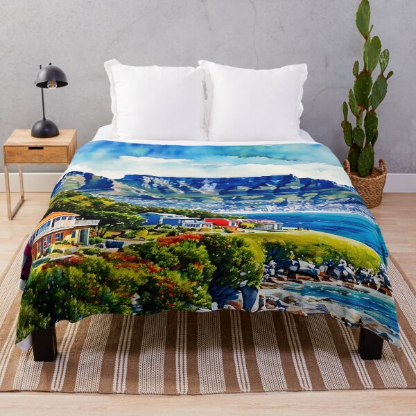 Item preview, Watercolor Art of Cape Town: Table Mountain, Ocean & Colorful Coastline designed and sold by ArteeInnovation.