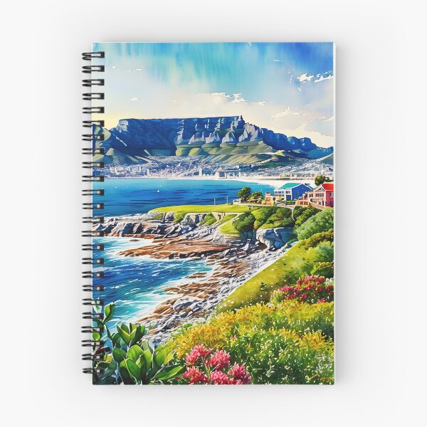 Item preview, Watercolor Art of Cape Town: Table Mountain, Ocean & Colorful Coastline designed and sold by ArteeInnovation.