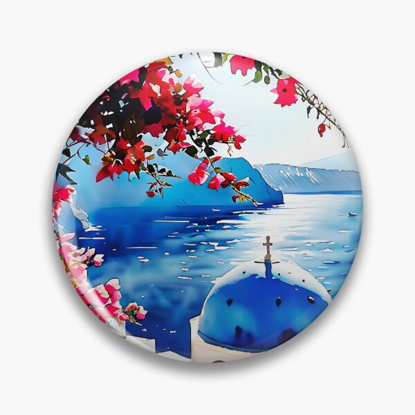 Item preview, Santorini Watercolor Art: White Domes & Aegean Bliss designed and sold by ArteeInnovation.