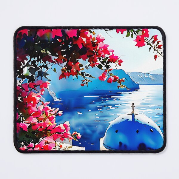 Item preview, Santorini Watercolor Art: White Domes & Aegean Bliss designed and sold by ArteeInnovation.