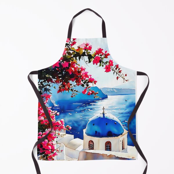 Item preview, Santorini Watercolor Art: White Domes & Aegean Bliss designed and sold by ArteeInnovation.