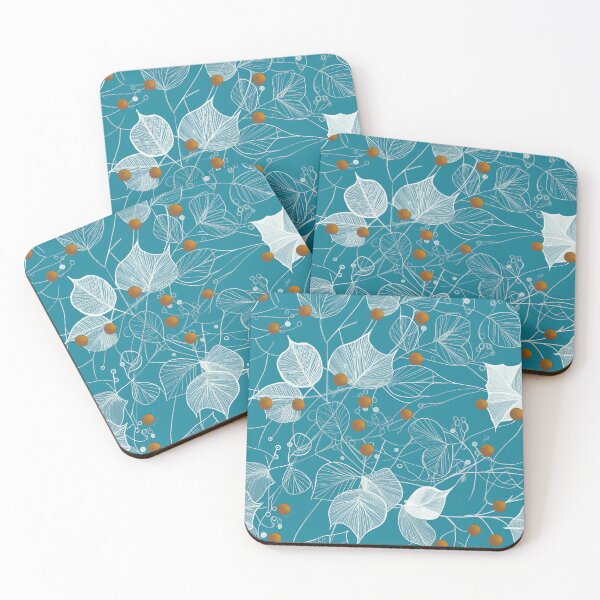 Item preview, Delicate Botanical design, Aqua, Orange & White. designed and sold by Shoot-The-Moon.