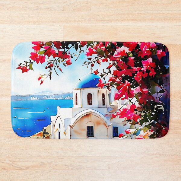 Artikelvorschau, Santorini-Aquarellkunst: Weiße Kuppeln und ägäische Glückseligkeit entworfen und verkauft von ArteeInnovation.