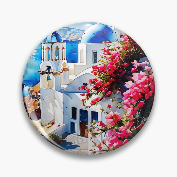 Item preview, Santorini Watercolor Art: White Domes & Aegean Bliss designed and sold by ArteeInnovation.