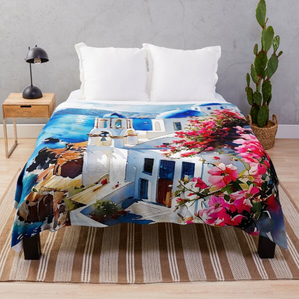 Item preview, Santorini Watercolor Art: White Domes & Aegean Bliss designed and sold by ArteeInnovation.