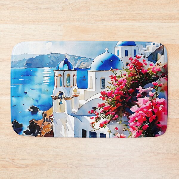 Artikelvorschau, Santorini-Aquarellkunst: Weiße Kuppeln und ägäische Glückseligkeit entworfen und verkauft von ArteeInnovation.