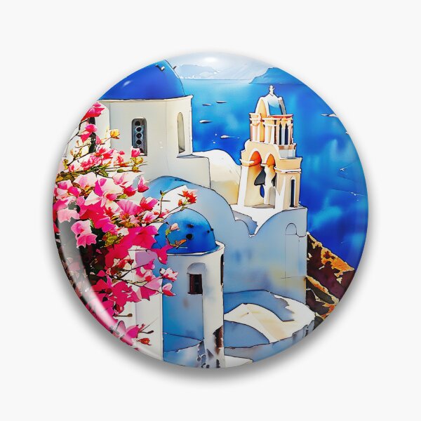 Item preview, Santorini Watercolor Art: White Domes & Aegean Bliss designed and sold by ArteeInnovation.