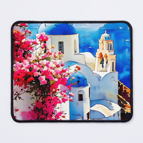Item preview, Santorini Watercolor Art: White Domes & Aegean Bliss designed and sold by ArteeInnovation.
