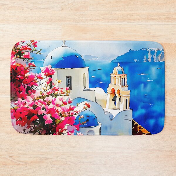 Artikelvorschau, Santorini-Aquarellkunst: Weiße Kuppeln und ägäische Glückseligkeit entworfen und verkauft von ArteeInnovation.