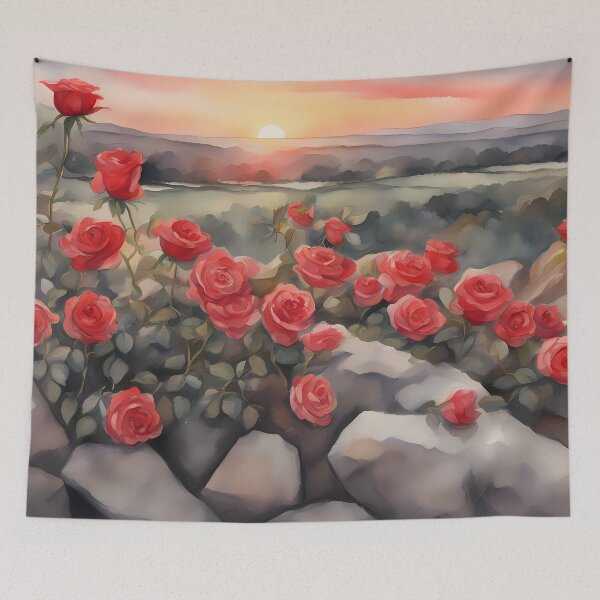 Item preview, Red Wild Roses on Rocks designed and sold by CalmnessbyChoice.