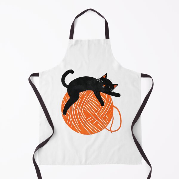 Item preview, cozy cat sleeping on knitting ball designed and sold by Ink & Fabric.