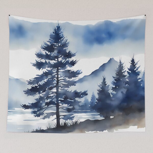 Item preview, Blue Monochrome Landscape designed and sold by CalmnessbyChoice.