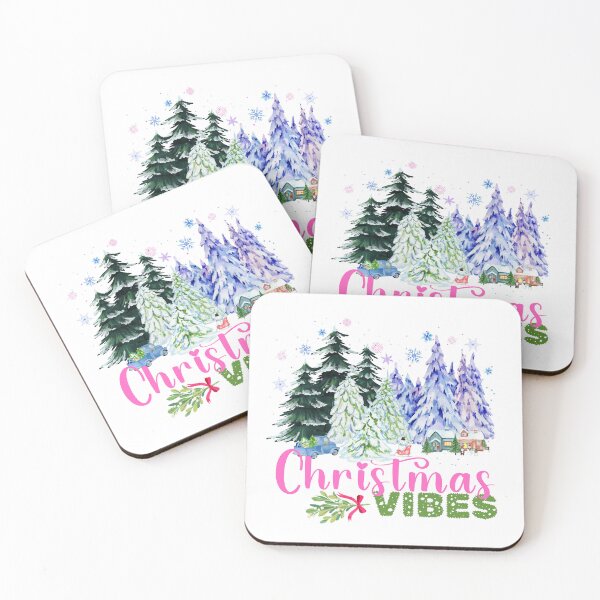 Item preview, Christmas vibes snowy trees and house designed and sold by MadCatPrints.