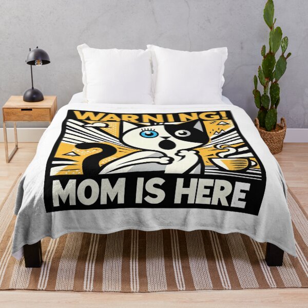 Item preview, Warning Mom is Here! – Funny Minimalist Cubic Art for Cat Lovers designed and sold by OzzFrequency.