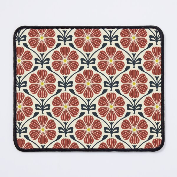 Item preview, KF 0324 B - Vintage Retro Daisy 70s Floral Pattern in Red Black Cream designed and sold by KhakiFinch.