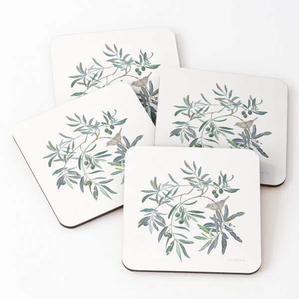 Item preview, Olive bird round watercolour designed and sold by Leanne  Nowell.