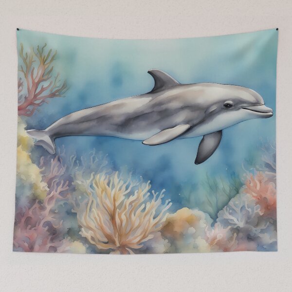 Item preview, Happy Dolphin over Coral Reef designed and sold by CalmnessbyChoice.