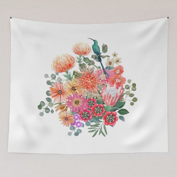 Item preview, Cheerful flowers and sunbird hand painted art designed and sold by Leanne  Nowell.