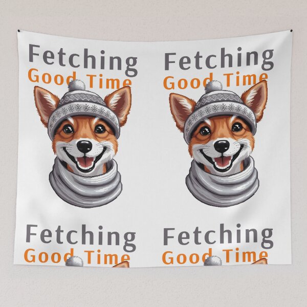 Item preview, Happy dog in winter hat and scarf illustration designed and sold by olenapetol.
