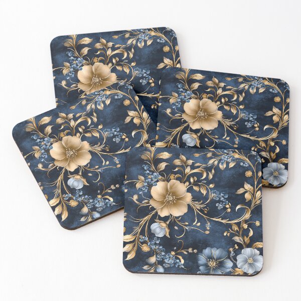 Item preview, Elegant Blue and Gold Vintage Floral designed and sold by kyungmie87.
