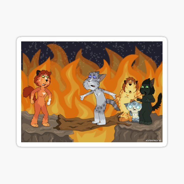 Item preview, Cat Warriors in a Fire designed and sold by AcuteAlpaca.