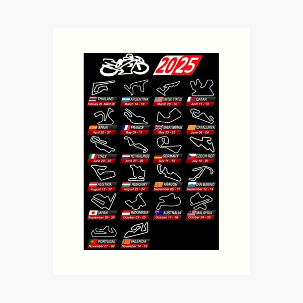 Artikel-Vorschau von Kalender Saison 2025 MotoGp Rundstrecken Sport, designt und verkauft von ideasfinder.