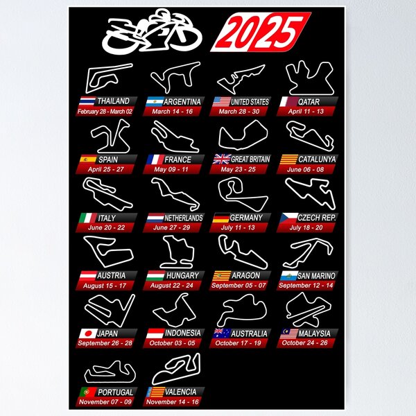Item preview, Calendar season 2025 MotoGp circuits sport designed and sold by ideasfinder.
