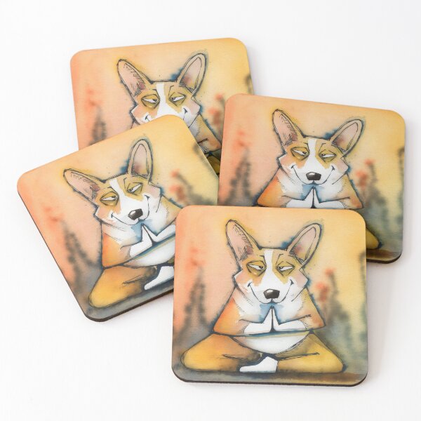 Item preview, Meditative Corgi Zen and mindfulness - Dog Art - yoga - corgi and his yoga designed and sold by Pastel-Pulse.