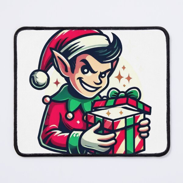 Item preview, Mischievous Christmas Elf Holding a Wrapped Gift designed and sold by lubushop1.
