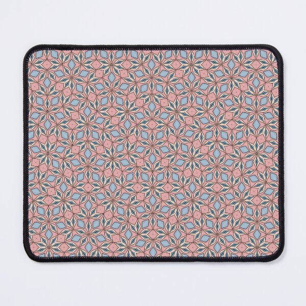 Item preview, Carpet of flowers with blue petals on a salmon pink background designed and sold by HumeurMandarine.