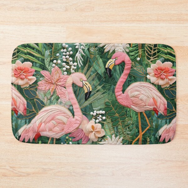 Item preview, WHIMSICAL FLAMINGO SURROUNDED BY TROPICAL PLANTS designed and sold by WendyMaree.